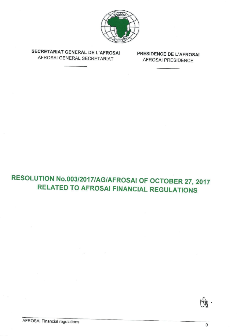 Règlement financier de l’Afrosai