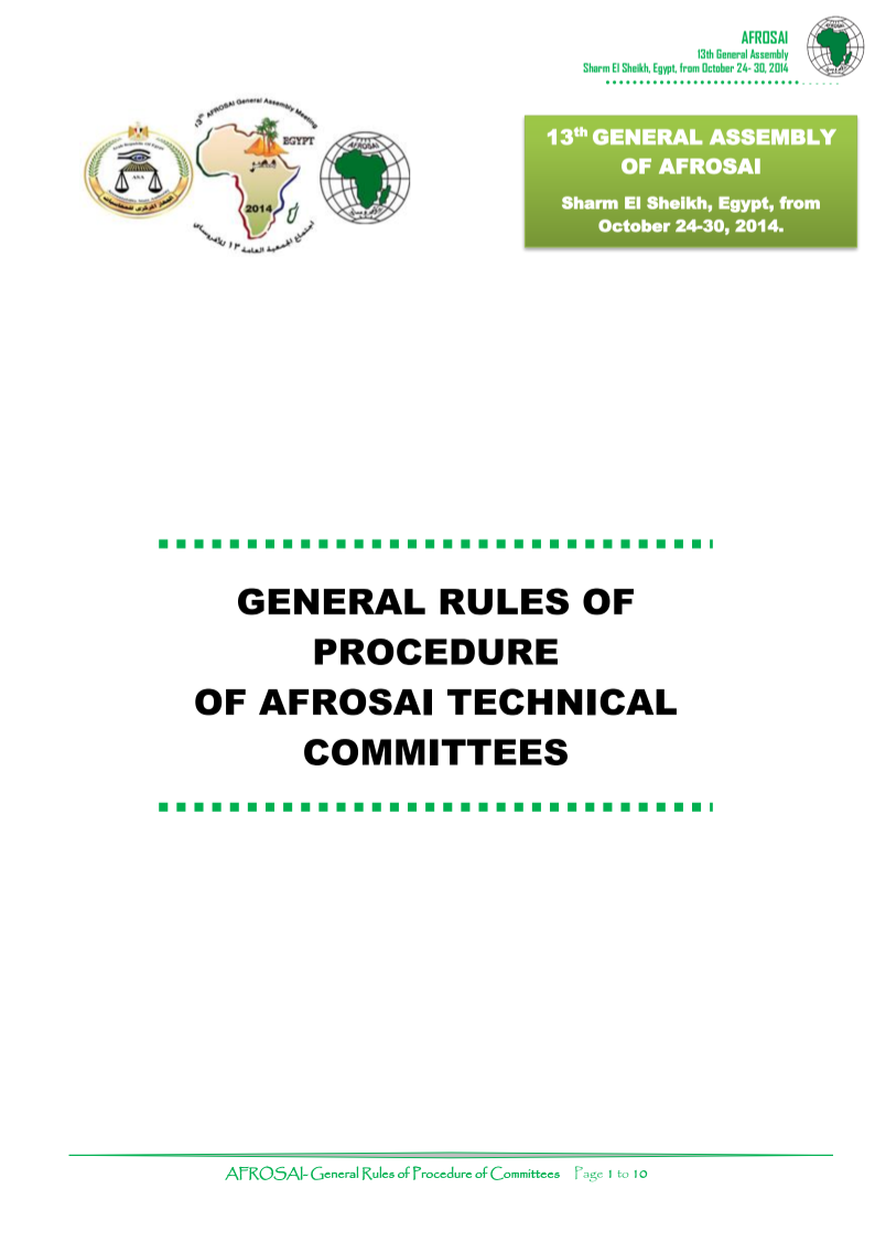 Règles de procédures des commissions techniques